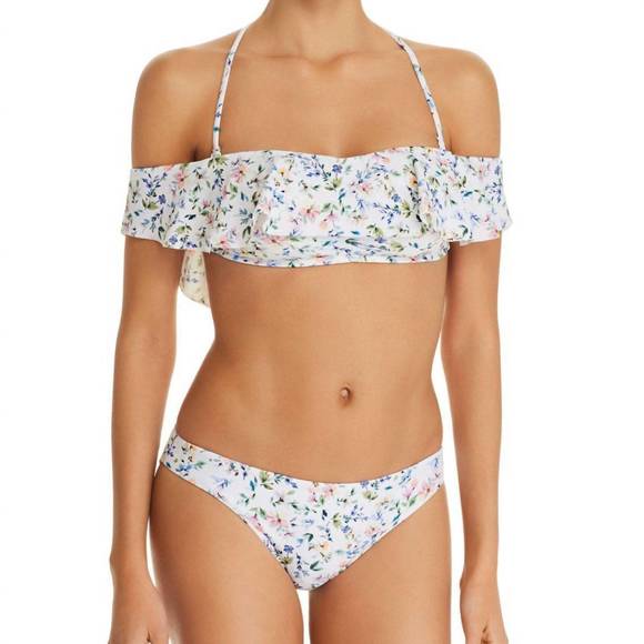 NEW SHOSHANNA flounce bandeau bikini top in botanical garden - Picture 1 of 2